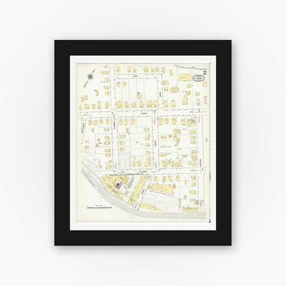 Old map wall art mockup — black gallery frame with white mat — Sanborn Fire Insurance Map from Sidney, Delaware County, New York (1910), Sheet #0002
