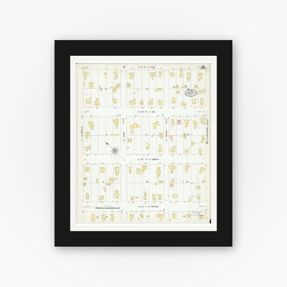 Old map wall art mockup — black gallery frame with white mat — Sanborn Fire Insurance Map from Lake City, Wabasha County, Minnesota (1909), Sheet #0008