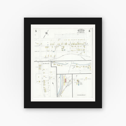 Old map wall art mockup — black gallery frame with white mat — Sanborn Fire Insurance Map from Mauch Chunk, Carbon County, Pennsylvania (1930), Sheet #0005