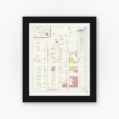 Old map wall art mockup — black gallery frame with white mat — Sanborn Fire Insurance Map from Assumption, Christian County, Illinois (1916), Sheet #0002
