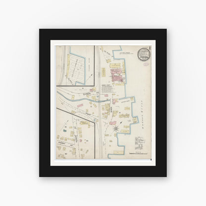Old map wall art mockup — black gallery frame with white mat — Sanborn Fire Insurance Map from Cornwall, Orange County, New York (1887) - Complete Map Set