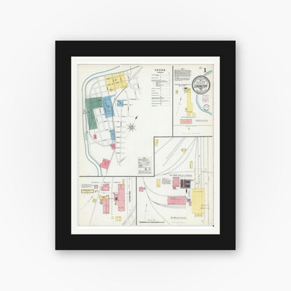 Old map wall art mockup — black gallery frame with white mat — Sanborn Fire Insurance Map from Covington, Independent Cities, Virginia (1902) - Complete Map Set