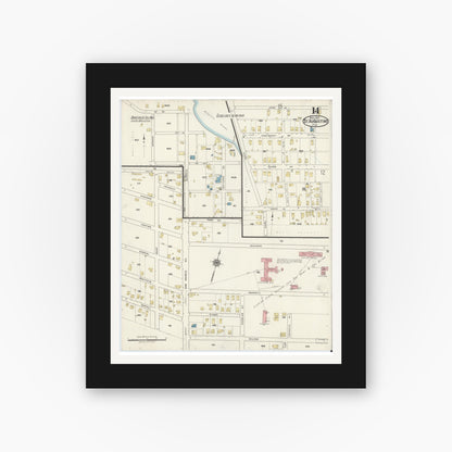 Old map wall art mockup — black gallery frame with white mat — Sanborn Fire Insurance Map from Saint Augustine, Saint John's County, Florida (1917), Sheet #0014