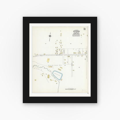Old map wall art mockup — black gallery frame with white mat — Sanborn Fire Insurance Map from Selins Grove, Snyder County, Pennsylvania (1921), Sheet #0011