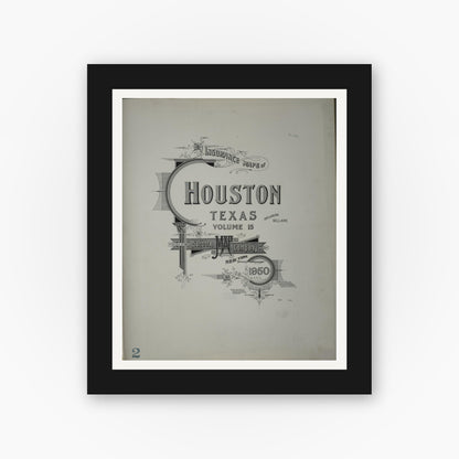 Old map wall art mockup — black gallery frame with white mat — Sanborn Fire Insurance Map from Houston, Harris County, Texas (1950) - Complete Map Set