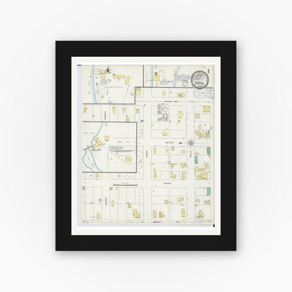 Old map wall art mockup — black gallery frame with white mat — Sanborn Fire Insurance Map from Gladwin, Gladwin County, Michigan (1898) - Complete Map Set
