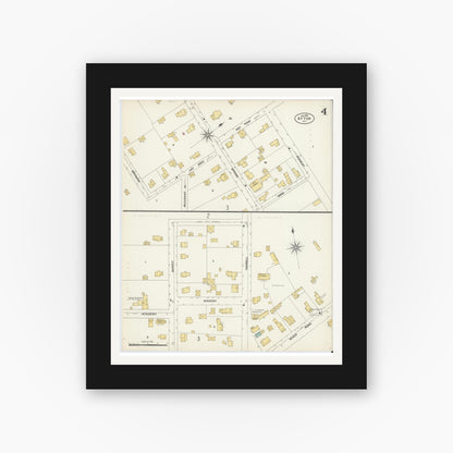 Old map wall art mockup — black gallery frame with white mat — Sanborn Fire Insurance Map from Afton, Chenango County, New York (1903), Sheet #0004