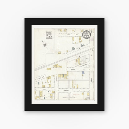 Old map wall art mockup — black gallery frame with white mat — Sanborn Fire Insurance Map from Burlingame, San Mateo County, California (1908) - Complete Map Set