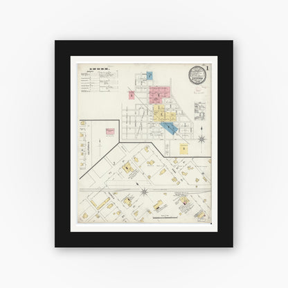 Old map wall art mockup — black gallery frame with white mat — Sanborn Fire Insurance Map from Sheridan, Hamilton County, Indiana (1896) - Complete Map Set