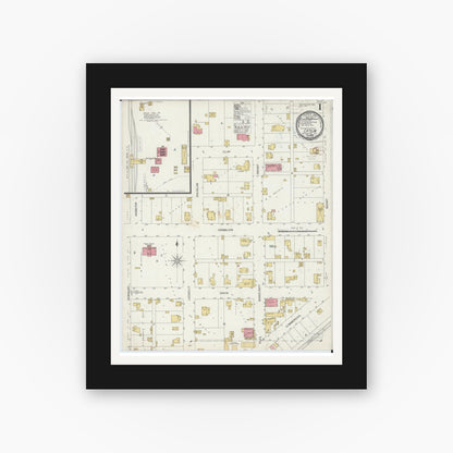 Old map wall art mockup — black gallery frame with white mat — Sanborn Fire Insurance Map from Catlin, Vermilion County, Illinois (1899) - Complete Map Set