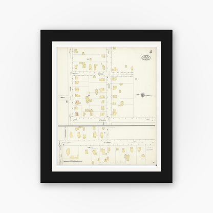 Old map wall art mockup — black gallery frame with white mat — Sanborn Fire Insurance Map from Avoca, Steuben County, New York (1913), Sheet #0004