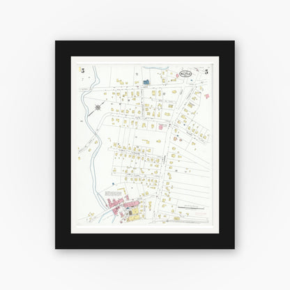 Old map wall art mockup — black gallery frame with white mat — Sanborn Fire Insurance Map from Walpole, Norfolk County, Massachusetts (1927), Sheet #0005