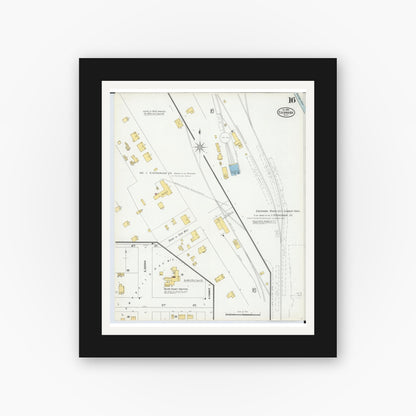 Old map wall art mockup — black gallery frame with white mat — Sanborn Fire Insurance Map from Escanaba, Delta County, Michigan (1899), Sheet #0016
