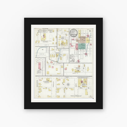 Old map wall art mockup — black gallery frame with white mat — Sanborn Fire Insurance Map from Winchester, Randolph County, Indiana (1892) - Complete Map Set