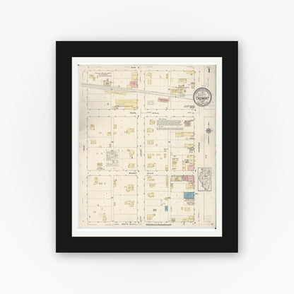 Old map wall art mockup — black gallery frame with white mat — Sanborn Fire Insurance Map from Tremont, Tazewell County, Illinois (1914), Sheet #0001