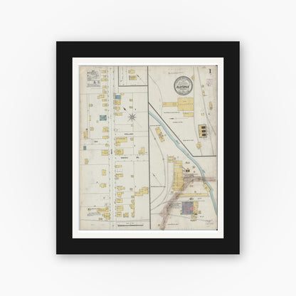 Old map wall art mockup — black gallery frame with white mat — Sanborn Fire Insurance Map from Old Forge, Luzerne County, Pennsylvania (1903) - Complete Map Set