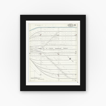 Old map wall art mockup — black gallery frame with white mat — Sanborn Fire Insurance Map from Somerville, Burleson County, Texas (1910), Sheet #0011