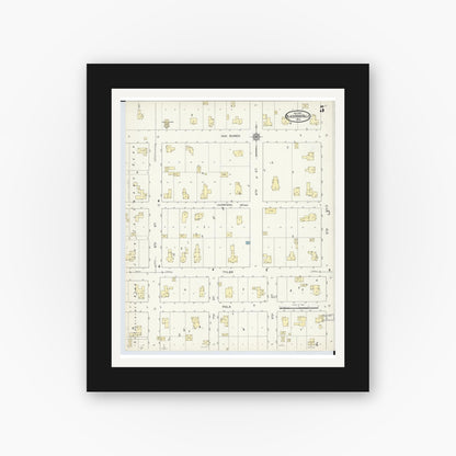 Old map wall art mockup — black gallery frame with white mat — Sanborn Fire Insurance Map from Black River Falls, Jackson County, Wisconsin (1914), Sheet #0005