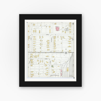 Old map wall art mockup — black gallery frame with white mat — Sanborn Fire Insurance Map from Lima, Allen County, Ohio (1899), Sheet #0002