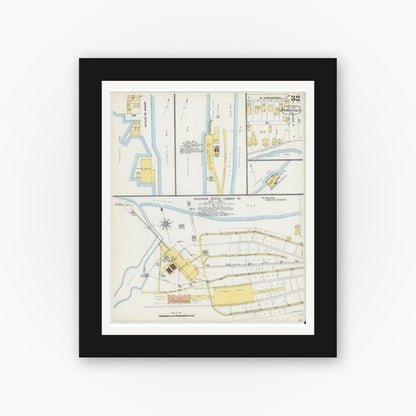 Old map wall art mockup — black gallery frame with white mat — Sanborn Fire Insurance Map from Pensacola, Escambia County, Florida (1903), Sheet #0032