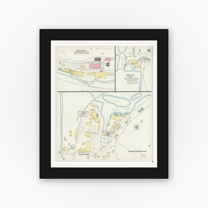 Old map wall art mockup — black gallery frame with white mat — Sanborn Fire Insurance Map from Bellefonte, Centre County, Pennsylvania (1897), Sheet #0006
