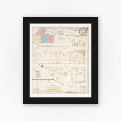 Old map wall art mockup — black gallery frame with white mat — Sanborn Fire Insurance Map from Arbuckle, Colusa County, California (1918), Sheet #0001