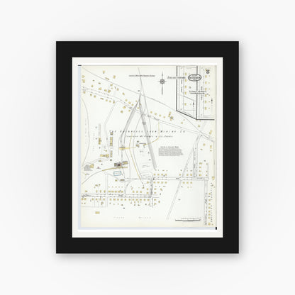 Old map wall art mockup — black gallery frame with white mat — Sanborn Fire Insurance Map from Bessemer, Gogebic County, Michigan (1917), Sheet #0008