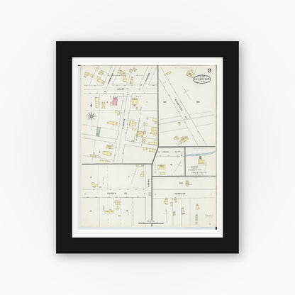 Old map wall art mockup — black gallery frame with white mat — Sanborn Fire Insurance Map from Cheboygan, Cheboygan County, Michigan (1895), Sheet #0009