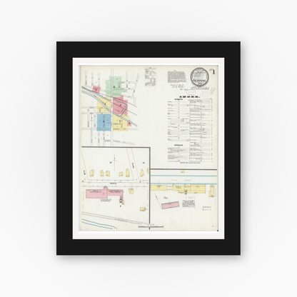 Old map wall art mockup — black gallery frame with white mat — Sanborn Fire Insurance Map from Fairport, Monroe County, New York (1898) - Complete Map Set