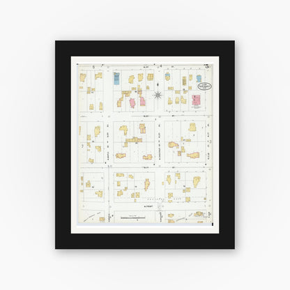 Old map wall art mockup — black gallery frame with white mat — Sanborn Fire Insurance Map from Faribault, Rice County, Minnesota (1899), Sheet #0005
