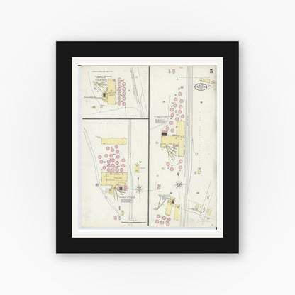 Old map wall art mockup — black gallery frame with white mat — Sanborn Fire Insurance Map from Toronto, Jefferson County, Ohio (1897), Sheet #0005