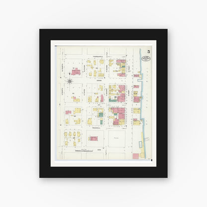 Old map wall art mockup — black gallery frame with white mat — Sanborn Fire Insurance Map from Saint Clair, Saint Clair County, Michigan (1907), Sheet #0005