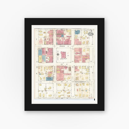 Old map wall art mockup — black gallery frame with white mat — Sanborn Fire Insurance Map from Eldora, Hardin County, Iowa (1940), Sheet #0005