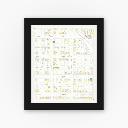 Old map wall art mockup — black gallery frame with white mat — Sanborn Fire Insurance Map from Waterloo, Black Hawk County, Iowa (1910), Sheet #0006