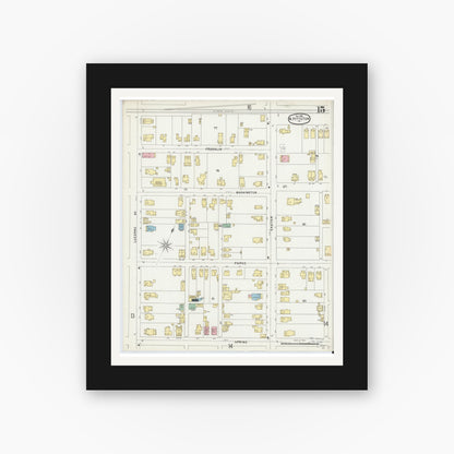 Old map wall art mockup — black gallery frame with white mat — Sanborn Fire Insurance Map from Pittston, Luzerne County, Pennsylvania (1896), Sheet #0015