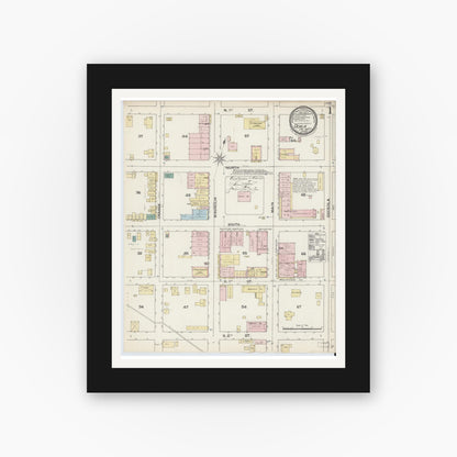 Old map wall art mockup — black gallery frame with white mat — Sanborn Fire Insurance Map from Ocala, Marion County, Florida (1888) - Complete Map Set