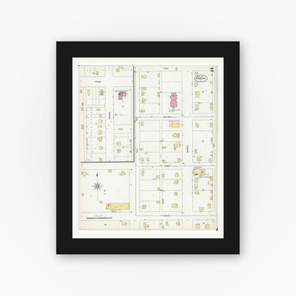 Old map wall art mockup — black gallery frame with white mat — Sanborn Fire Insurance Map from Momence, Kankakee County, Illinois (1907), Sheet #0002