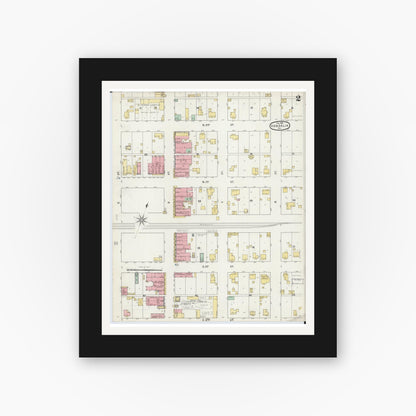 Old map wall art mockup — black gallery frame with white mat — Sanborn Fire Insurance Map from Vandalia, Audrain County, Missouri (1895), Sheet #0002