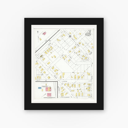 Old map wall art mockup — black gallery frame with white mat — Sanborn Fire Insurance Map from Midland, Midland County, Michigan (1926), Sheet #0007