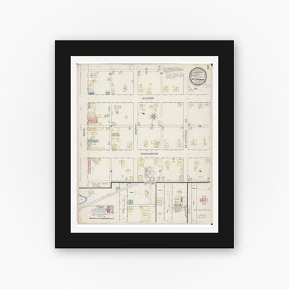 Old map wall art mockup — black gallery frame with white mat — Sanborn Fire Insurance Map from Mcleansboro, Hamilton County, Illinois (1886) - Complete Map Set