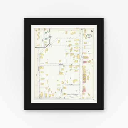 Old map wall art mockup — black gallery frame with white mat — Sanborn Fire Insurance Map from Windsor, Broome County, New York (1905), Sheet #0003