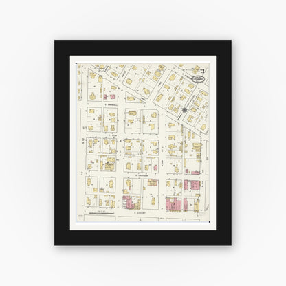 Old map wall art mockup — black gallery frame with white mat — Sanborn Fire Insurance Map from Eldorado, Saline County, Illinois (1919), Sheet #0003