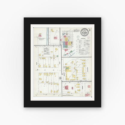 Old map wall art mockup — black gallery frame with white mat — Sanborn Fire Insurance Map from Mount Carmel, Wabash County, Illinois (1902) - Complete Map Set