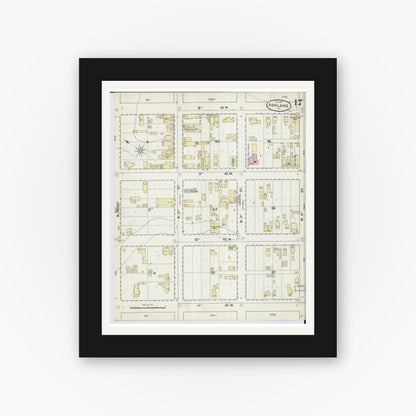 Old map wall art mockup — black gallery frame with white mat — Sanborn Fire Insurance Map from Ashland, Ashland County, Wisconsin (1890), Sheet #0017