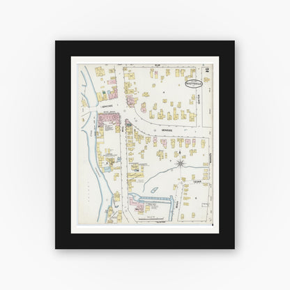 Old map wall art mockup — black gallery frame with white mat — Sanborn Fire Insurance Map from Fayetteville, Onondaga County, New York (1890), Sheet #0002