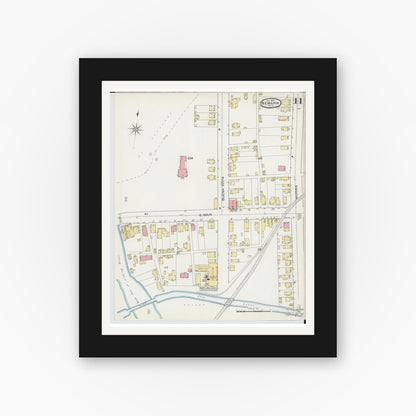 Old map wall art mockup — black gallery frame with white mat — Sanborn Fire Insurance Map from Newark, Licking County, Ohio (1893), Sheet #0011