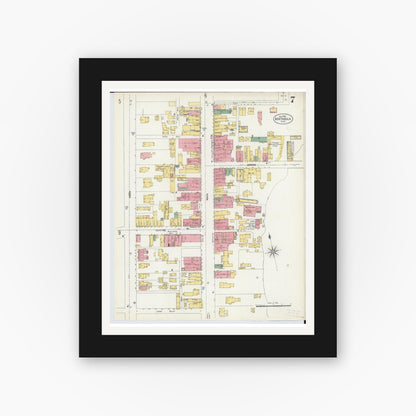 Old map wall art mockup — black gallery frame with white mat — Sanborn Fire Insurance Map from Ashtabula, Ashtabula County, Ohio (1903), Sheet #0007