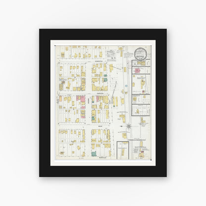 Old map wall art mockup — black gallery frame with white mat — Sanborn Fire Insurance Map from Winthrop, Sibley County, Minnesota (1899), Sheet #0001