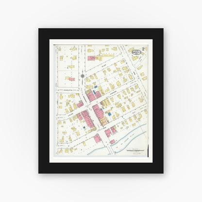 Old map wall art mockup — black gallery frame with white mat — Sanborn Fire Insurance Map from Union City, Branch And Calhoun Counties, Michigan (1918), Sheet #0002