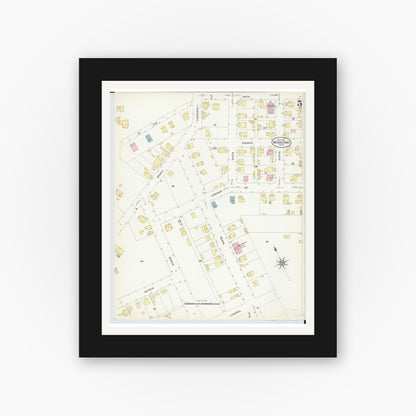 Old map wall art mockup — black gallery frame with white mat — Sanborn Fire Insurance Map from Middleport, Meigs County, Ohio (1908), Sheet #0005